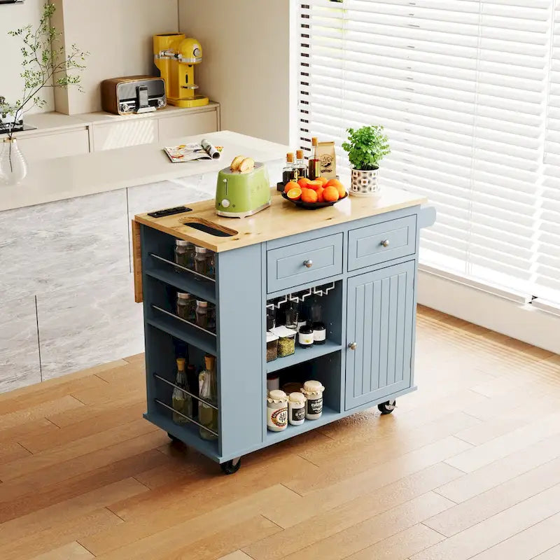 Kitchen Island Cart with Power Outlet