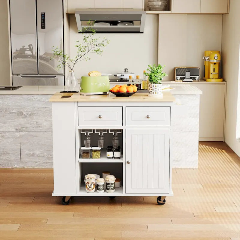 Kitchen Island Cart with Power Outlet