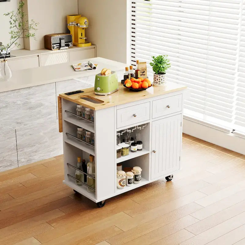 Kitchen Island Cart with Power Outlet