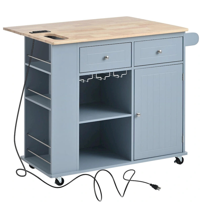 Kitchen Island Cart with Power Outlet