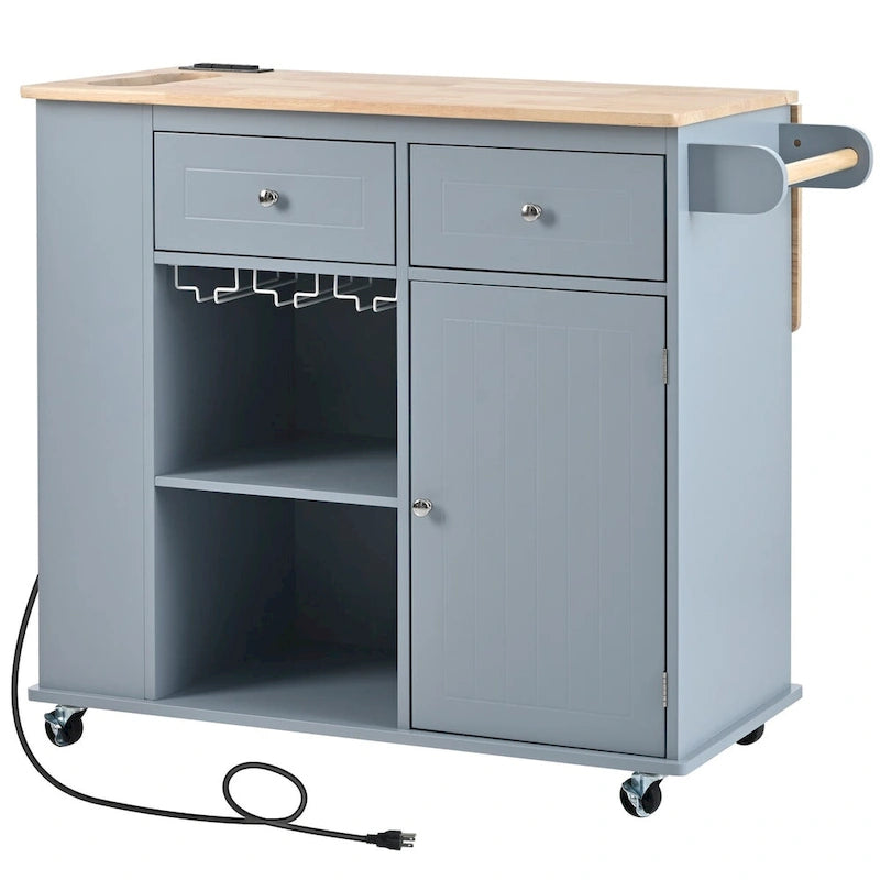 Kitchen Island Cart with Power Outlet