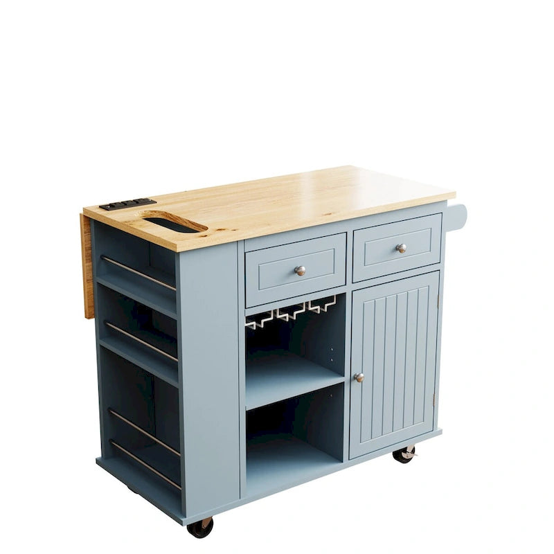 Kitchen Island Cart with Power Outlet