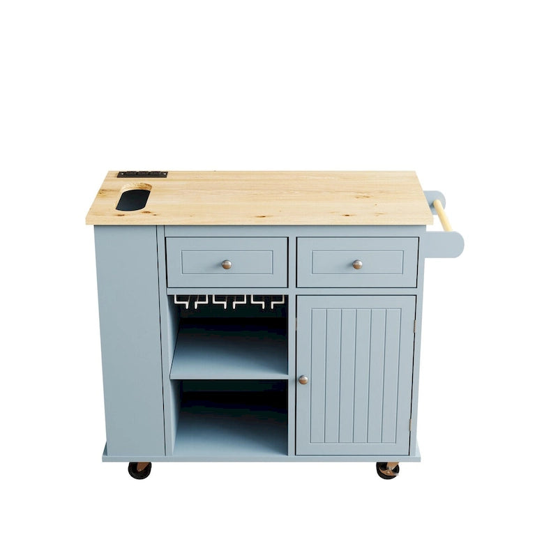 Kitchen Island Cart with Power Outlet