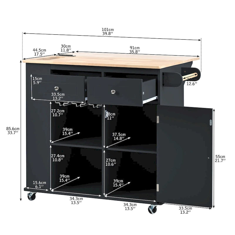 Kitchen Island Cart with Power Outlet