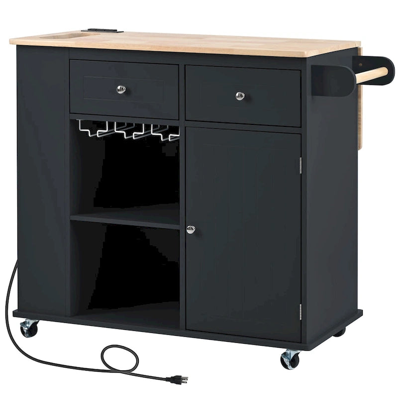 Kitchen Island Cart with Power Outlet