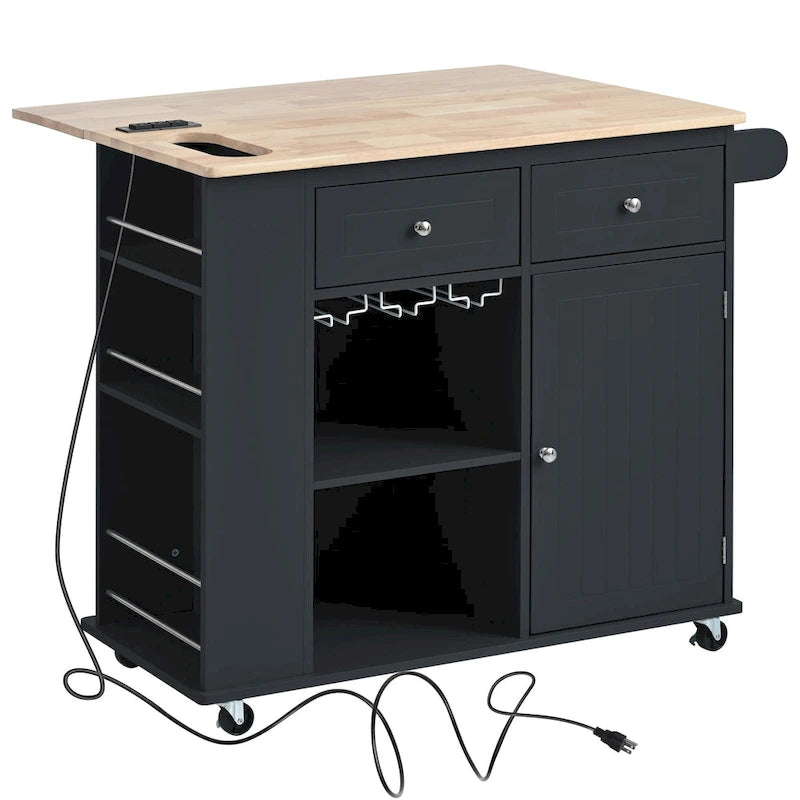 Kitchen Island Cart with Power Outlet
