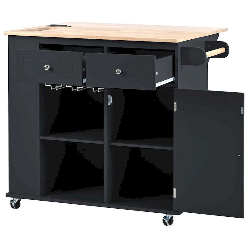 Kitchen Island Cart with Power Outlet