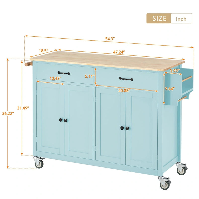 Kitchen Island with Wood Top Kitchen Cart