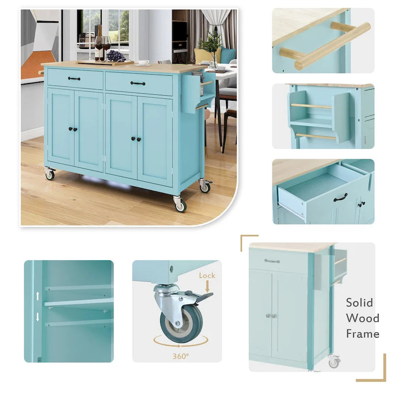 Kitchen Island with Wood Top Kitchen Cart