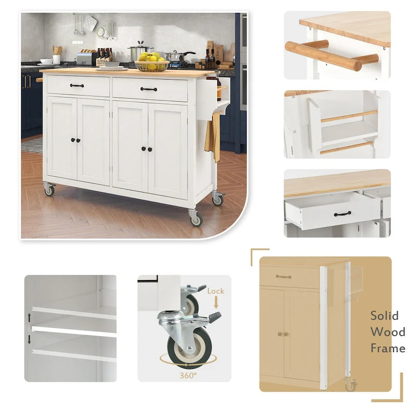 Kitchen Island with Wood Top Kitchen Cart