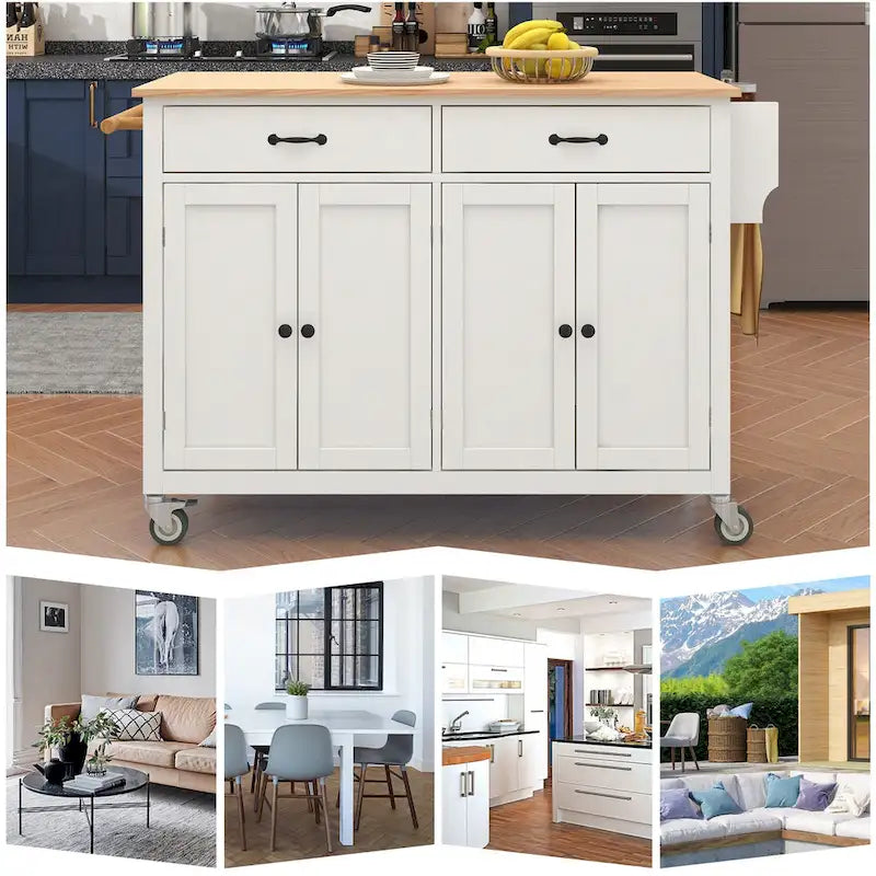 Kitchen Island with Wood Top Kitchen Cart
