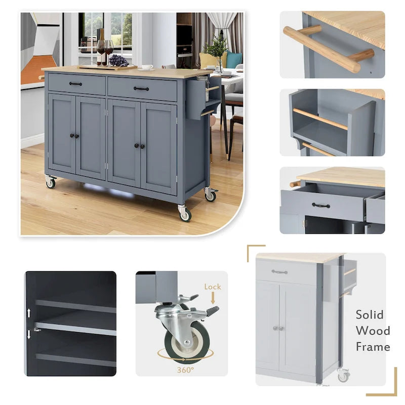 Kitchen Island with Wood Top Kitchen Cart