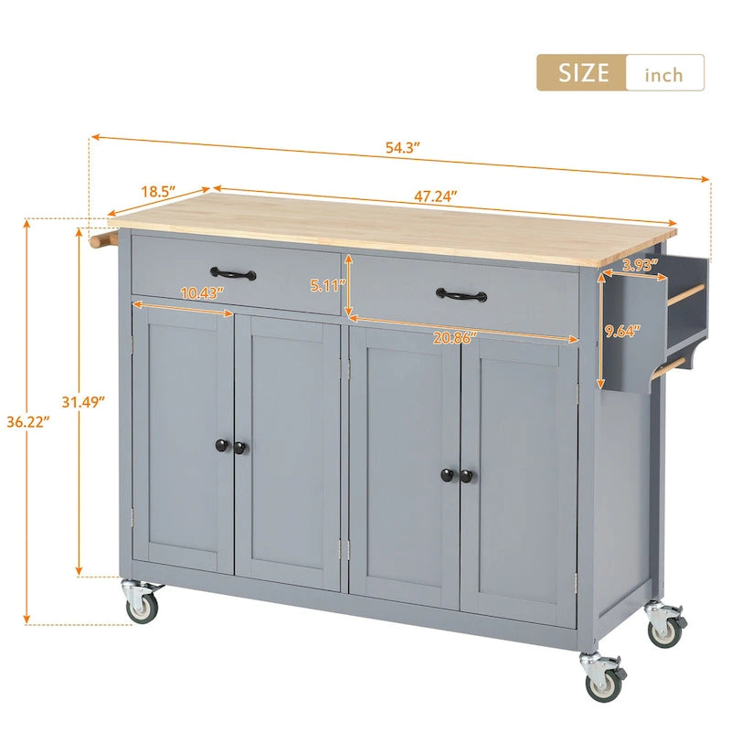 Kitchen Island with Wood Top Kitchen Cart