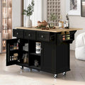 Kitchen Cart with Drop-Leaf Countertop, 5 Wheels, Storage Cabinet and 3 Drawers
