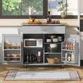 39" W Modern Rubberwood Top Kitchen Cart with Storage and Towel Racks