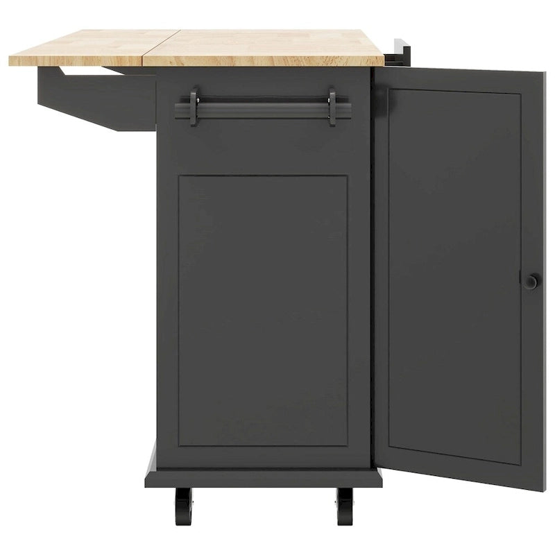 Rolling Kitchen Cart with Internal Storage Rack and Pull-Out Cabinet