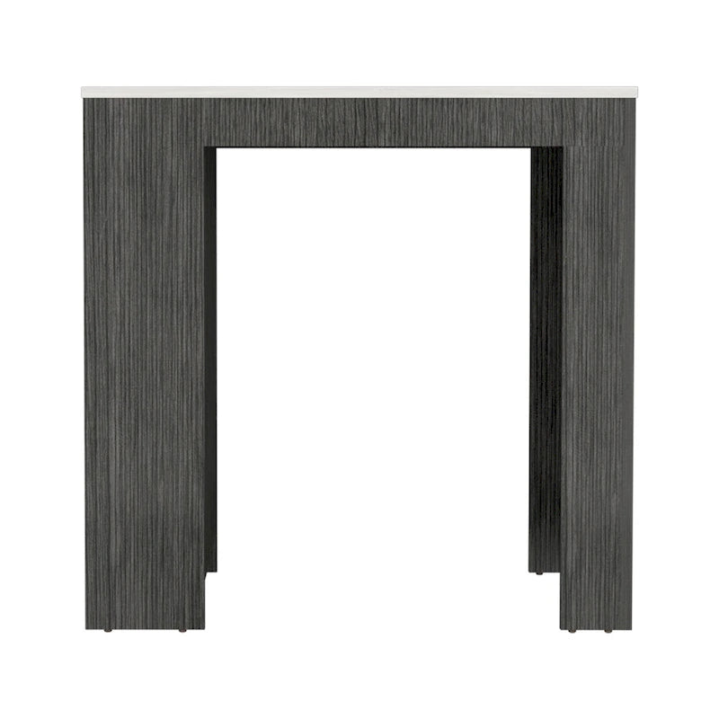 Kitchen Island with Side Shelves, Concrete Gray / Marble Top, High Quality and Durable