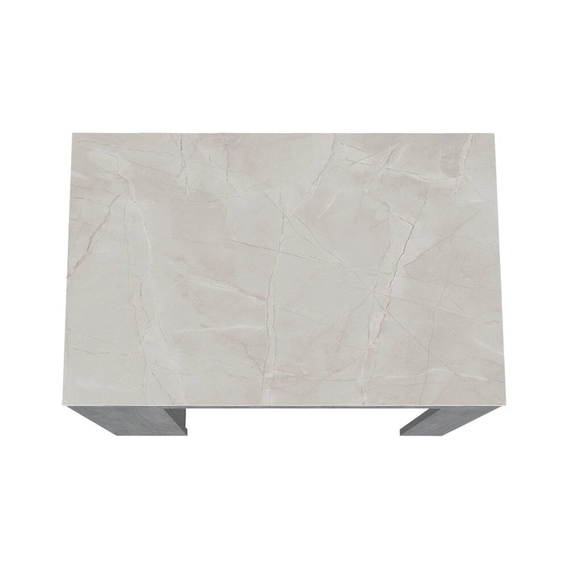 Kitchen Island with Side Shelves, Concrete Gray / Marble Top, High Quality and Durable