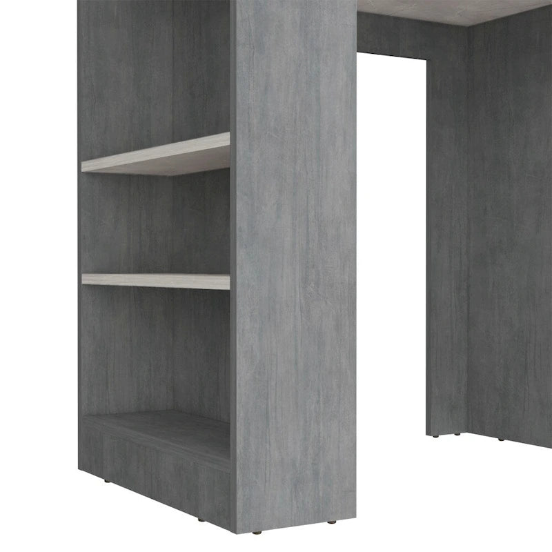Kitchen Island with Side Shelves, Concrete Gray / Marble Top, High Quality and Durable