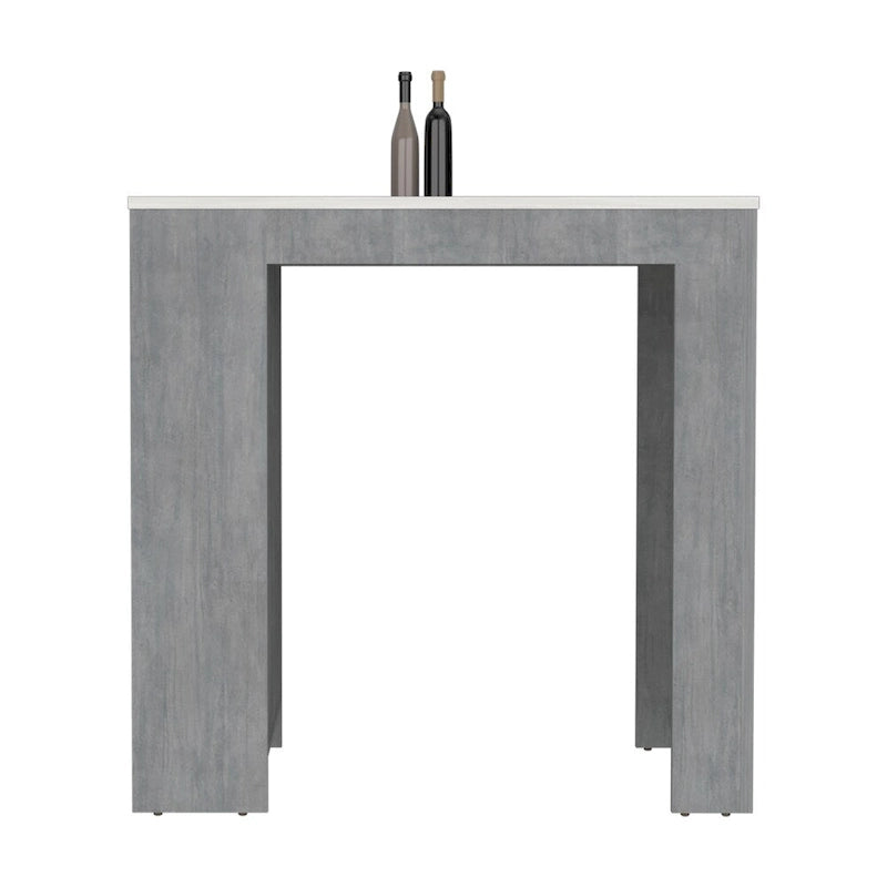 Kitchen Island with Side Shelves, Concrete Gray / Marble Top, High Quality and Durable