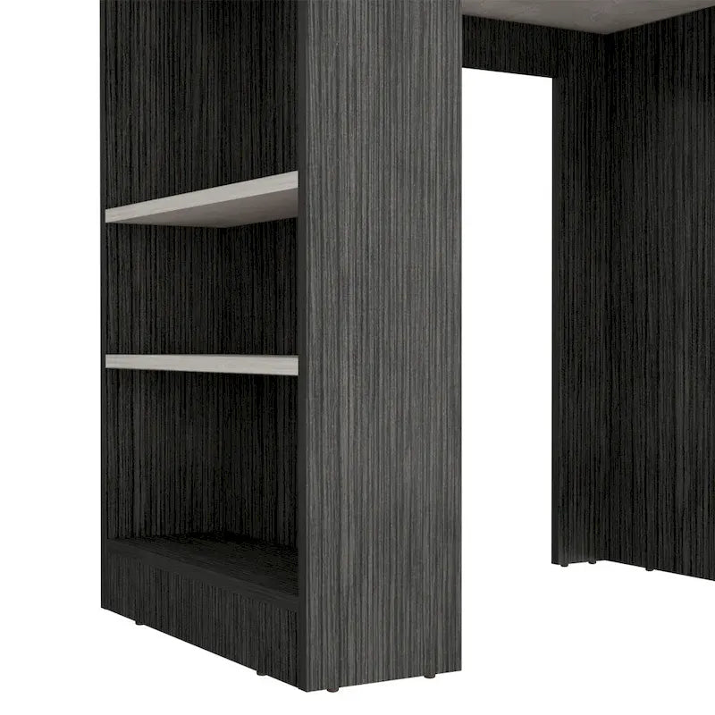 Kitchen Island with Side Shelves, Concrete Gray / Marble Top, High Quality and Durable
