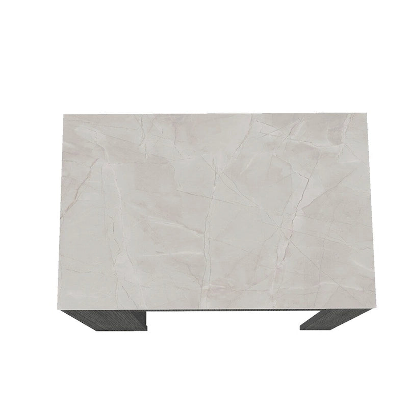 Kitchen Island with Side Shelves, Concrete Gray / Marble Top, High Quality and Durable