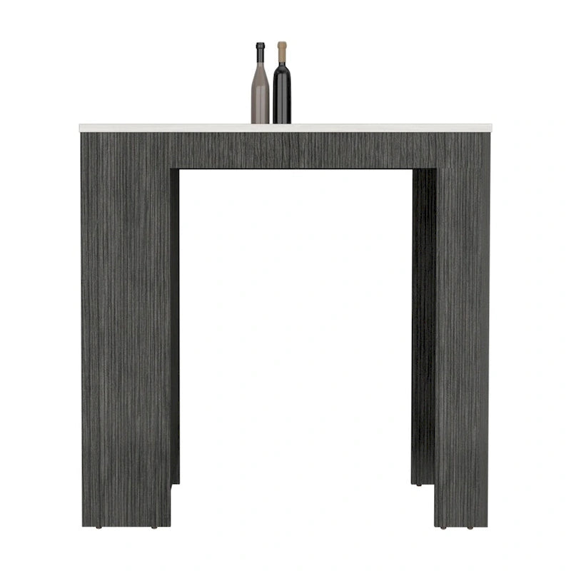 Kitchen Island with Side Shelves, Concrete Gray / Marble Top, High Quality and Durable