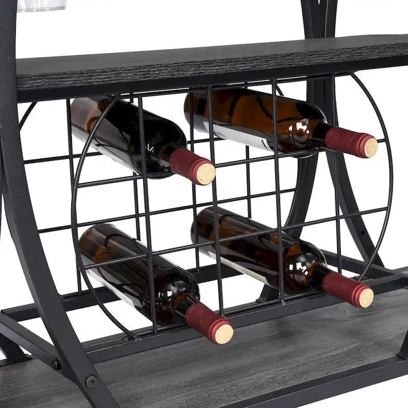 Bar Cart with Wheels & 3 Storage Shelves