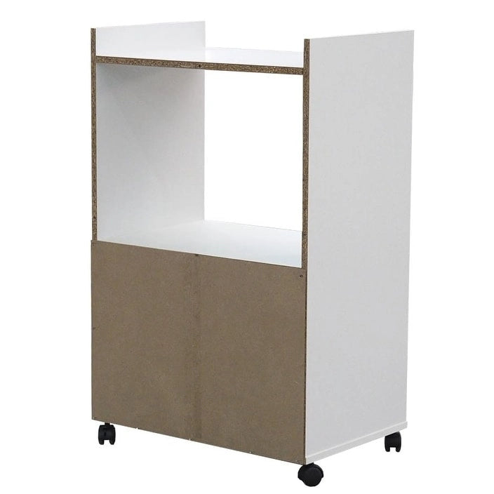 2-Door Kitchen Cart with Storage Shelves, Black