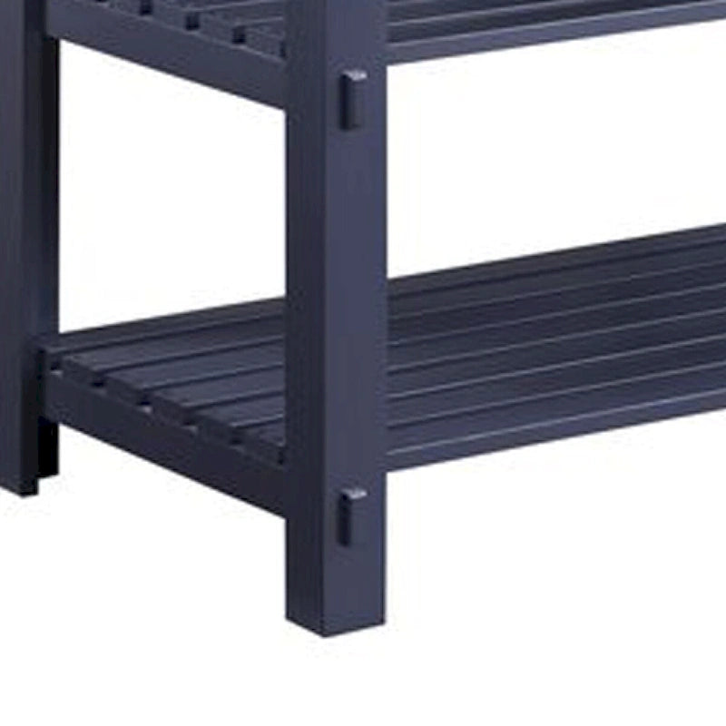 50-Inch Kitchen Island with Faux Marble Top and 2 Slatted Shelves, Gray
