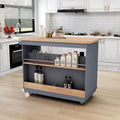Rolling Kitchen Island with Storage, Two-Sided Cart on Wheels with Wood Top