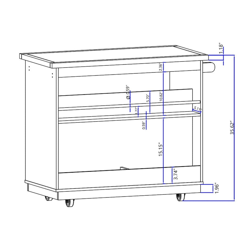 Rolling Kitchen Island with Storage, Two-Sided Cart on Wheels with Wood Top