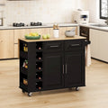 Kitchen Island Cart with 2 Doors, 2 Drawers and Foldable Table Top