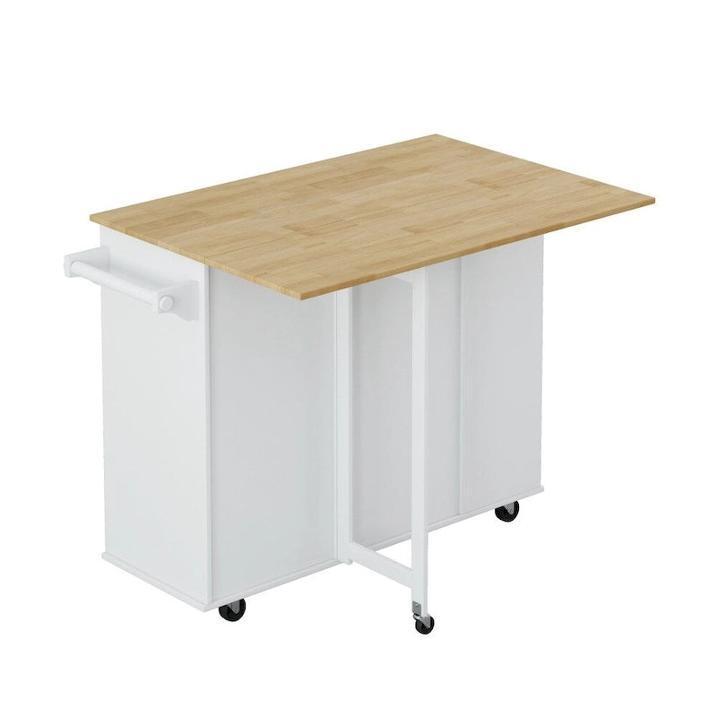 Kitchen Island Cart with 2 Doors, 2 Drawers and Foldable Table Top