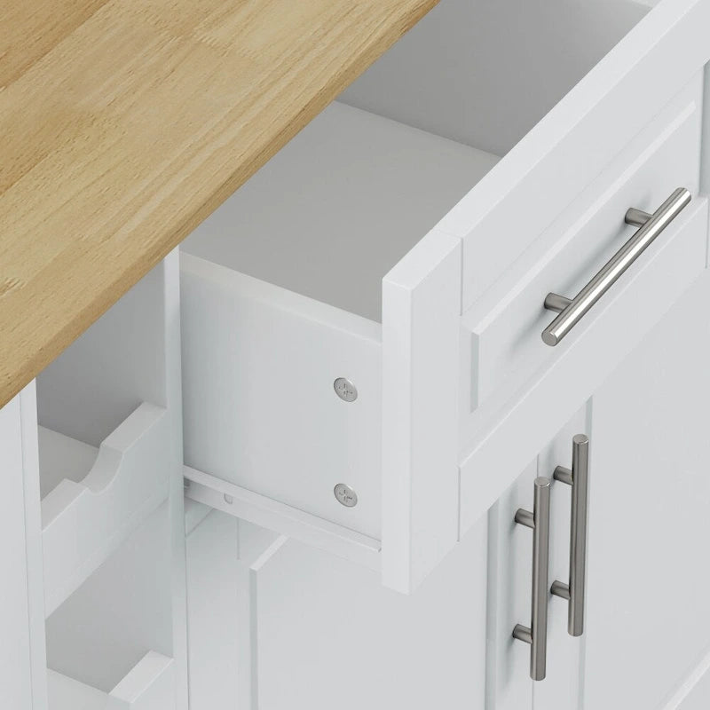 Kitchen Island Cart with 2 Doors, 2 Drawers and Foldable Table Top
