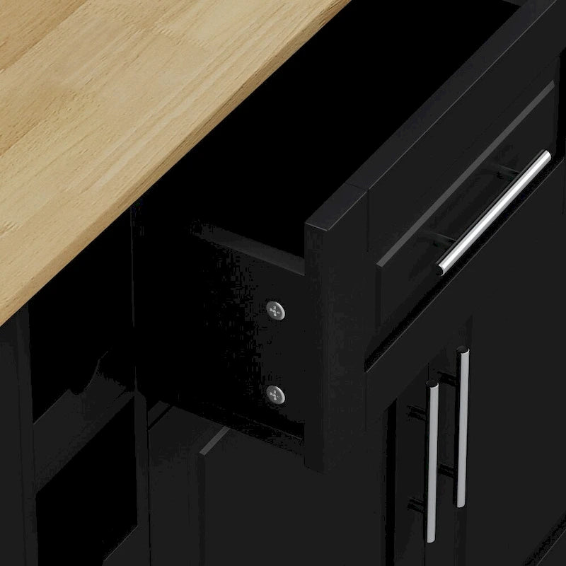 Kitchen Island Cart with 2 Doors, 2 Drawers and Foldable Table Top