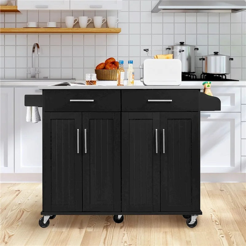 Large Kitchen Island Cart with Stainless Steel Tabletop