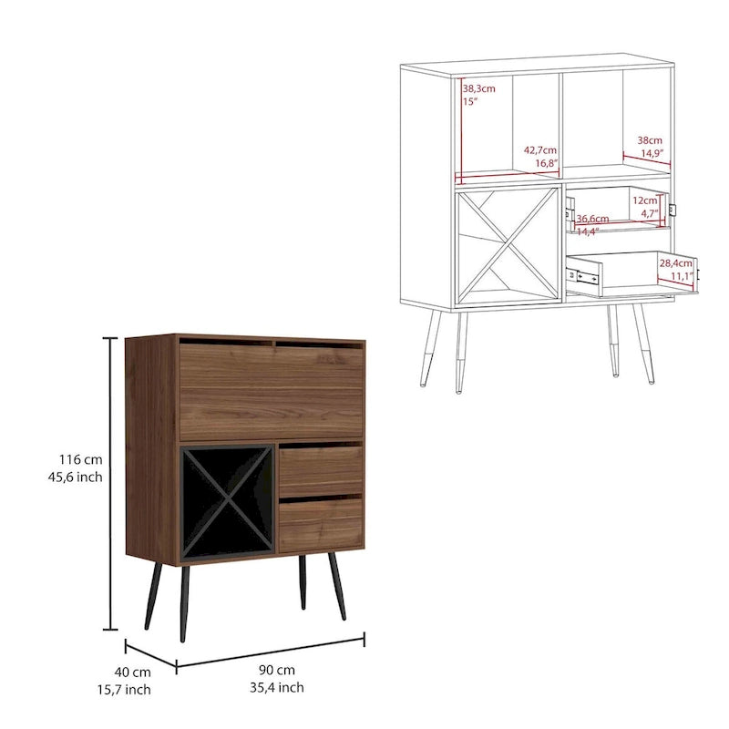 Bar Cabinet with Two Drawers and One Cabinet