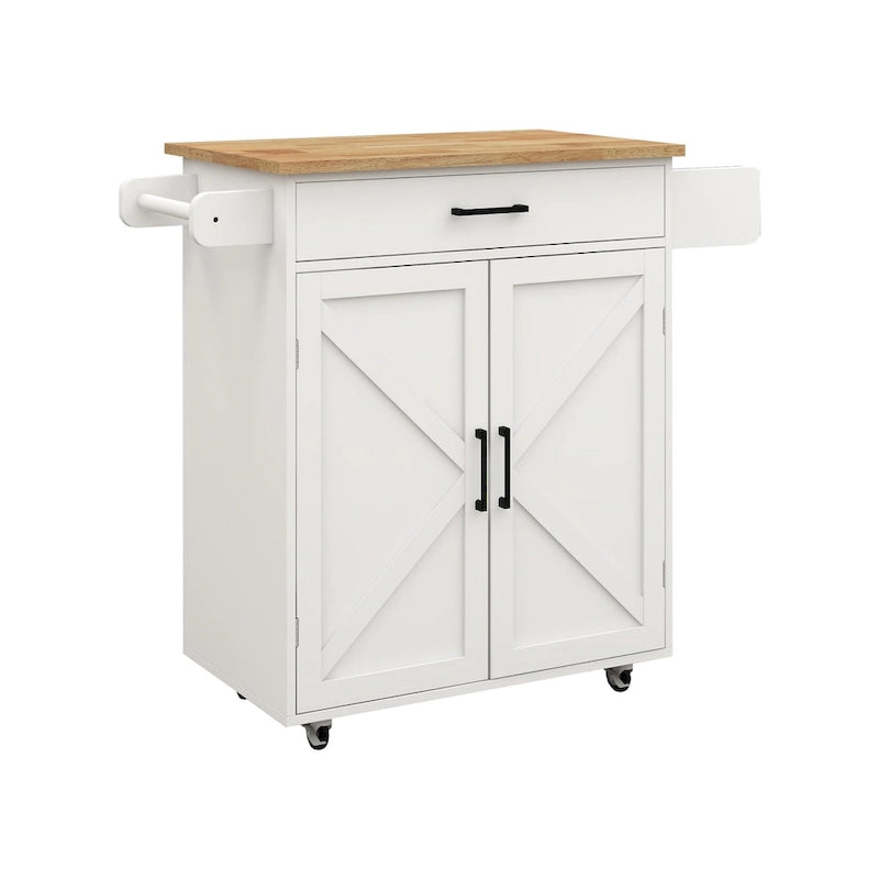 Rolling Kitchen Island Cart with Adjustable Shelves, Towel Rack & Seasoning Rack