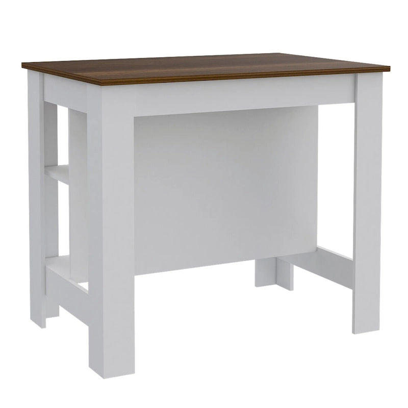 3-Shelf Kitchen Island White and Walnut