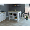 3-Shelf Antibacterial Kitchen Island - White and Light Oak