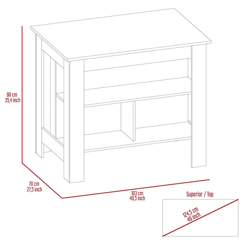 3-Shelf Antibacterial Kitchen Island - White and Light Oak