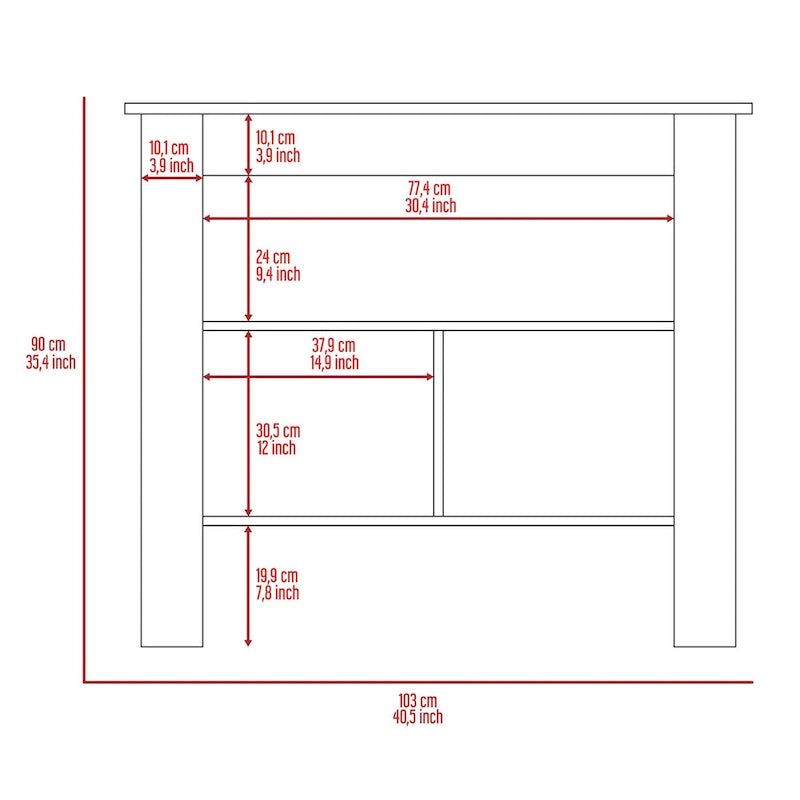 3-Shelf Antibacterial Kitchen Island - White and Light Oak