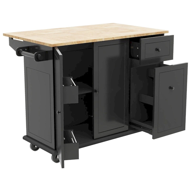 Kitchen Island with Drop Leaf, Spice Rack & Towel Rack