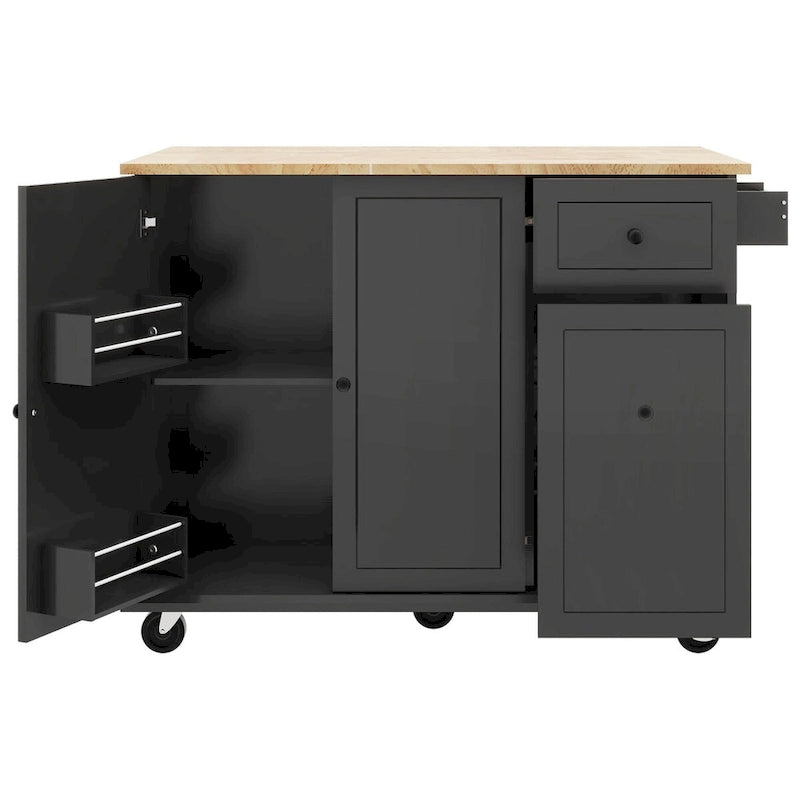 Kitchen Island with Drop Leaf, Spice Rack & Towel Rack