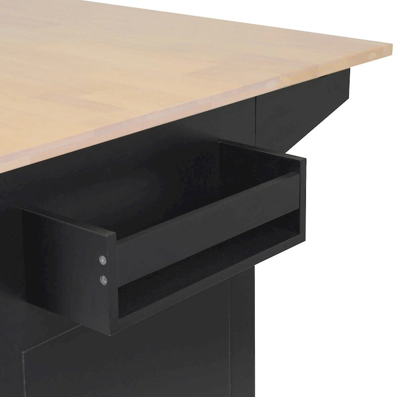Kitchen Island with Drop Leaf, Spice Rack & Towel Rack