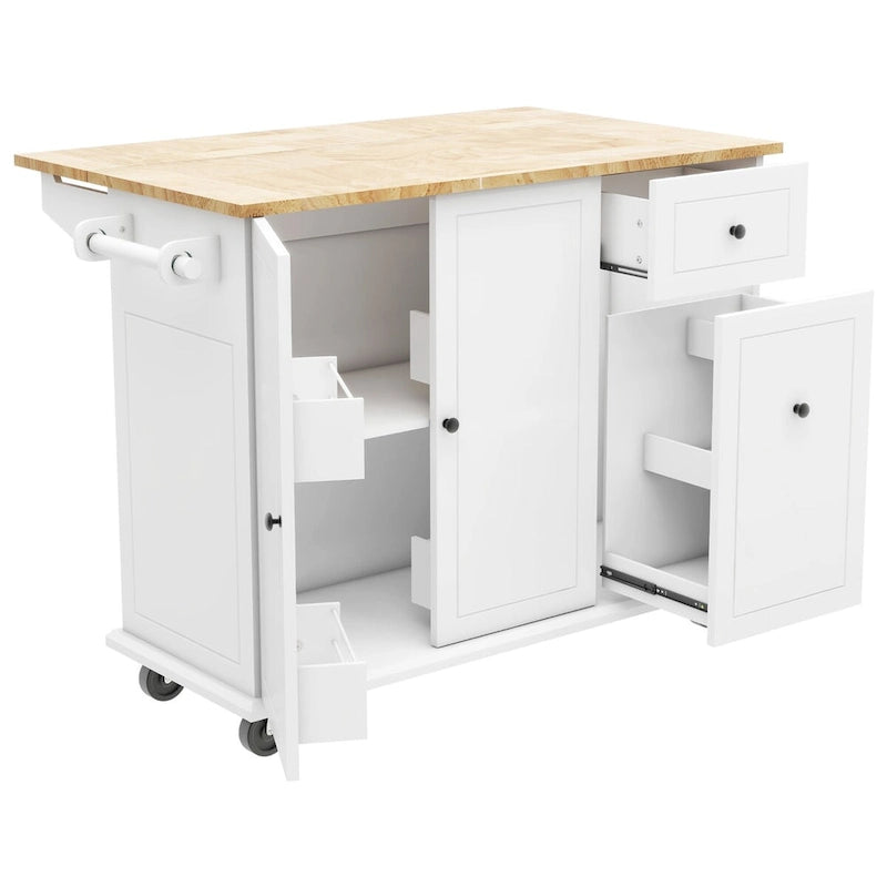 Kitchen Island with Drop Leaf, Spice Rack & Towel Rack