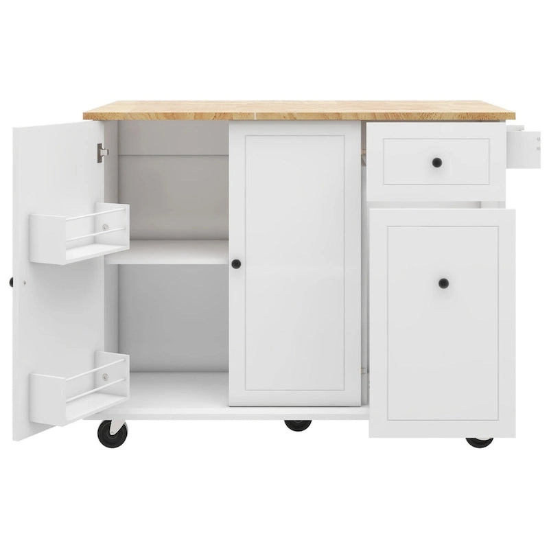 Kitchen Island with Drop Leaf, Spice Rack & Towel Rack