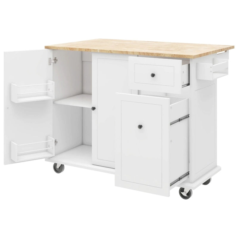 Kitchen Island with Drop Leaf, Spice Rack & Towel Rack