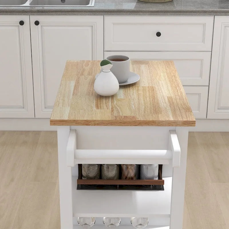 Kitchen Rolling Trolley Cart with Shelves and Towel Rack
